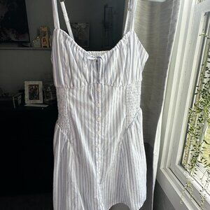 Hollister white & blue striped milkmaid style summer dress